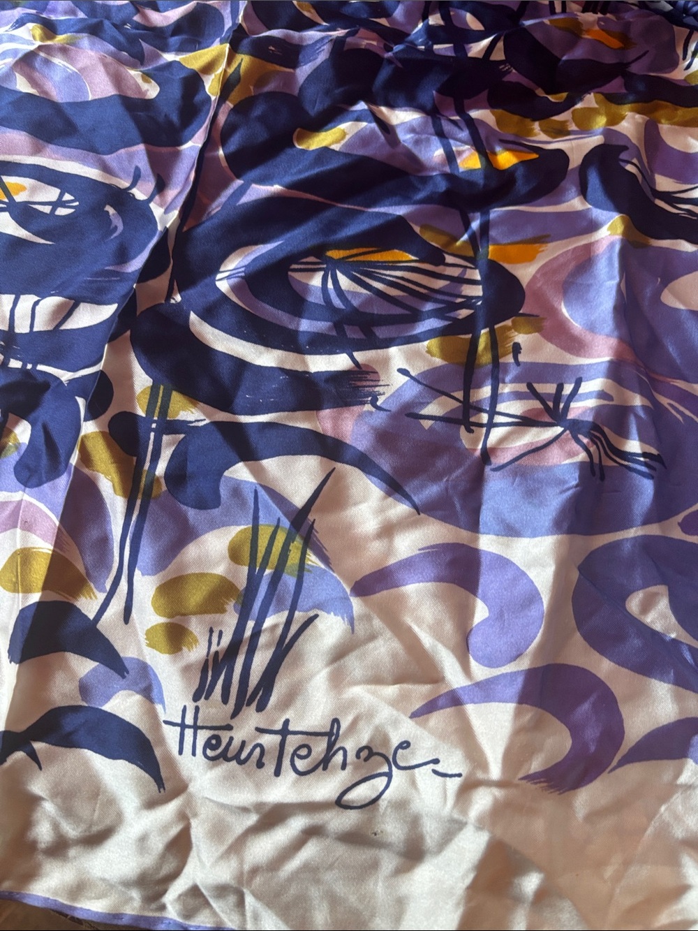 Purple & Yellow Abstract Silk Scarf